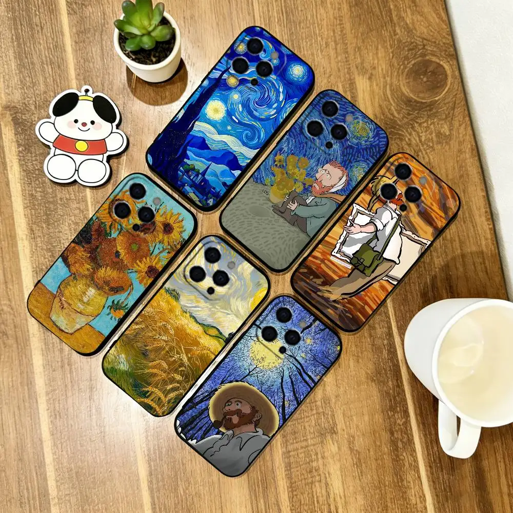 

Van Gogh Cartoon Art Phone Case Silicone Soft For IPhone 17 16 15 14 13 12 11 X XR Plus Pro Max Plus