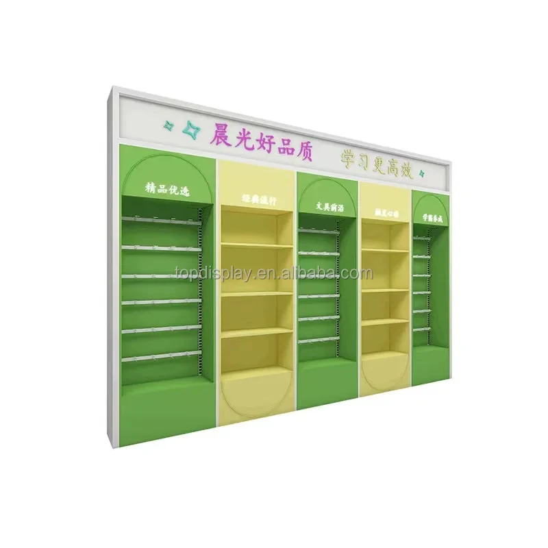 custom.Wooden Green Children's Reading Corner Bookshelf Stationery Toy Mother Merchandise Display Stand Supermarket