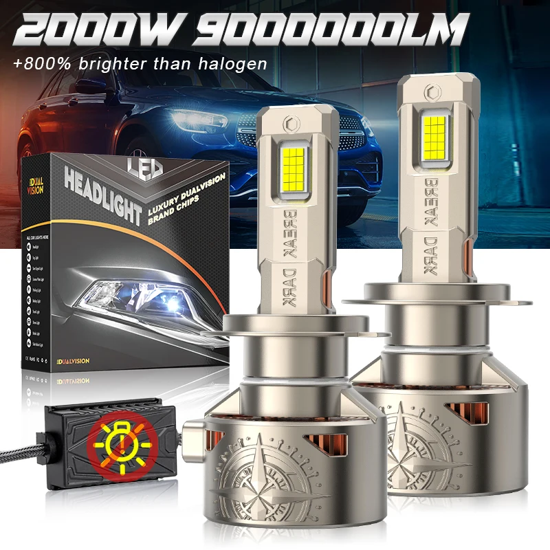 

Светодиодные автомобильные фары H7 H4 CANBUS 9000000LM, светодиодные лампы H11 2000W высокой мощности 6000K, H1 H8 H9 9005 9006 HB4 9012 HIR2, противотуманные фары 12V