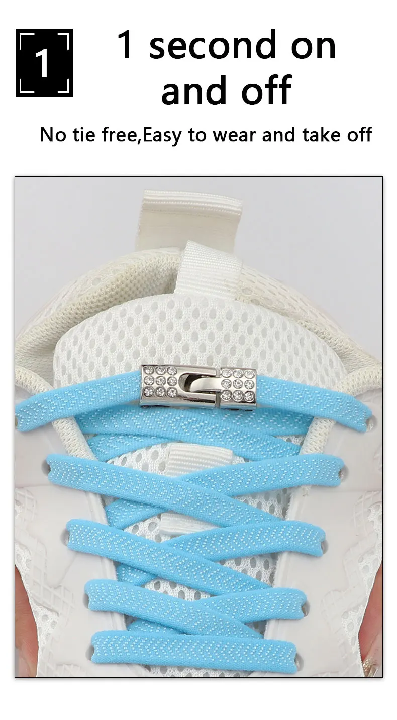Elastische Schnürsenkel für Sneaker, mit Diamant-Kreuzverschluss, ohne Binden, für Kinder und Erwachsene, 8 mm breit, Schnürsenkel ohne Binden, Gummibänder, Schnürsenkel. – Detail 9