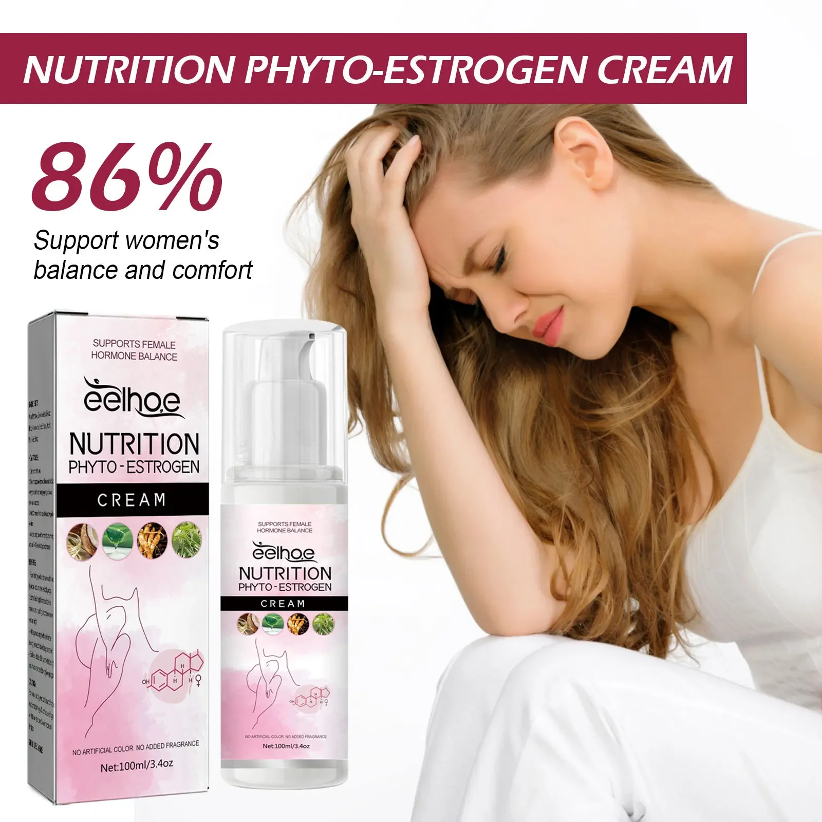 Estrogen Relief Cream Regulate Female Hormones Hot Flashes Improve Mood Swings Promote Sleep Relax Fatigue Menopause Ointment