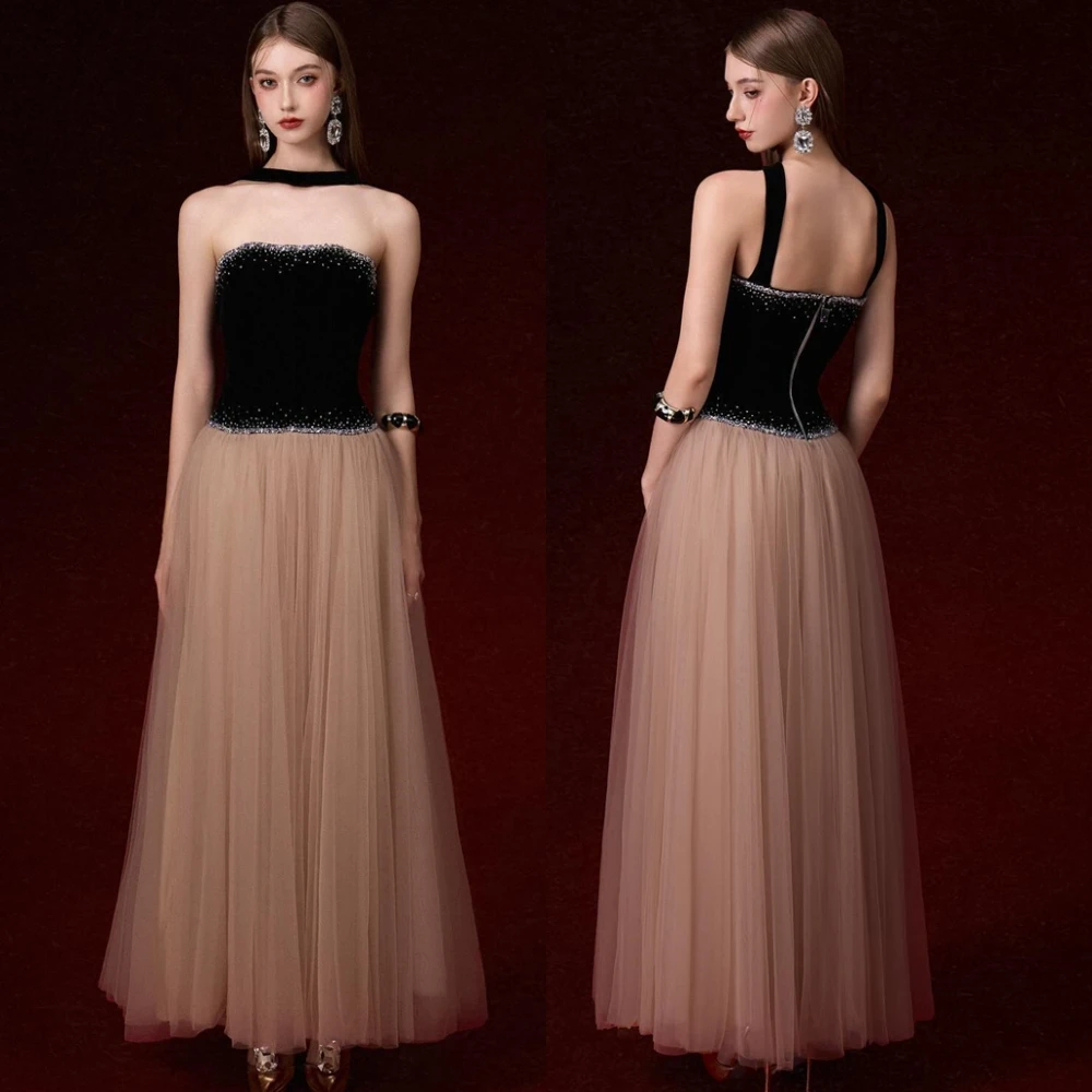 Customized Modern Organza A-Line Evening Dress Classic Contrast Color Prom Dresses Fashion Beading Special Occasion Gowns