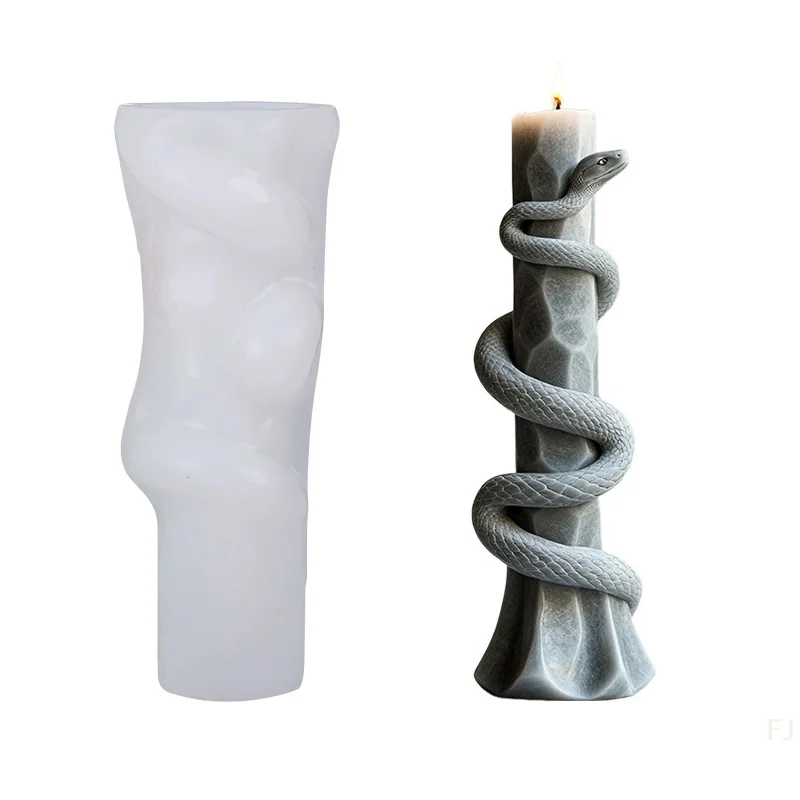 

[YU]Snake Coiled Around Pillar Relief Cylindrical Candle Silicone Mold Cylinder Resin Silicone Mould Coiled Snake Gypsum Molds