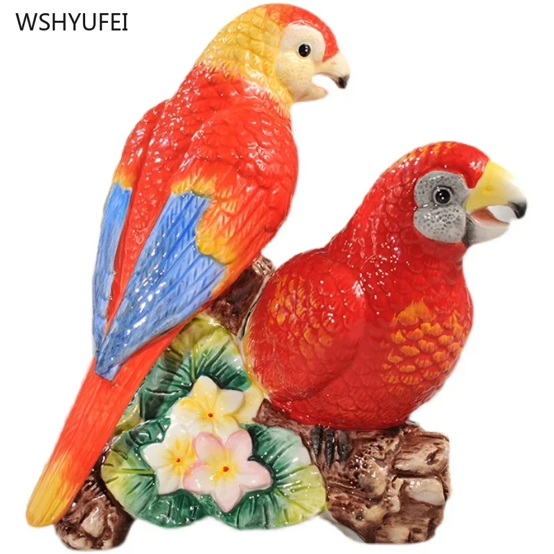 

1 pc ceramics Fruit snack plate Living room tabletop decorations Simulate Parrot Shape Daily gift giving Chinese style