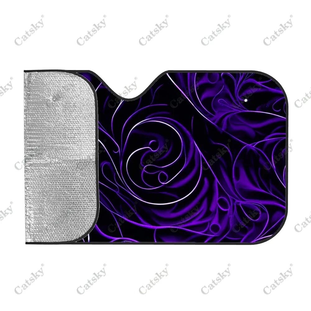 Floral Swirl Pattern Car Windshield Sunshade, Front Auto Car Windshield Sun Shade Blocks Uv Rays Sun Visor Protector