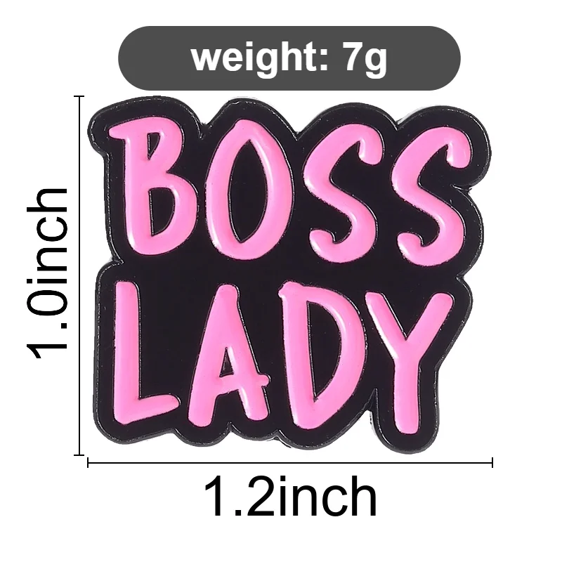 BOSS LADY Enamel Pins Pink Text Brooches Women Empowerment Badge Empowering Quote Jewelry Accessory Gifts For Friends