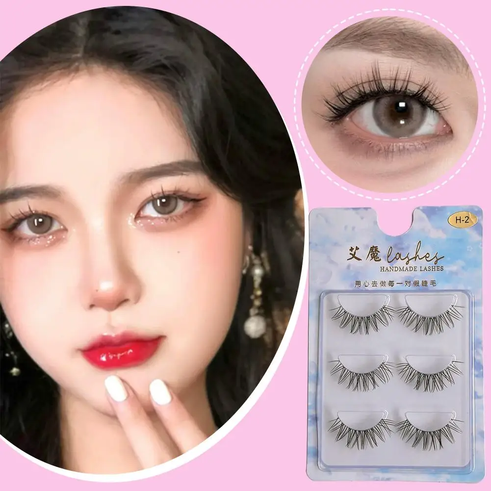 3 أزواج مجموعة كوس الصليب الرموش الصناعية لاش تمديد ثلاثية الأبعاد باقة اليابانية الجنية الشيطان الصغير تأثيري العين ماكياج اكسسوارات #3