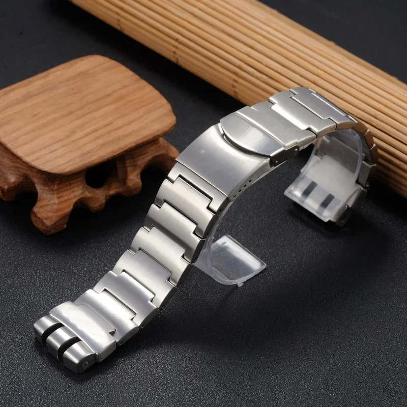 Watchband 23*26mm Sliver Metal Stainless Steel Butterfly Clasp Strap for Swatch YOS440 441 439 Watch Band