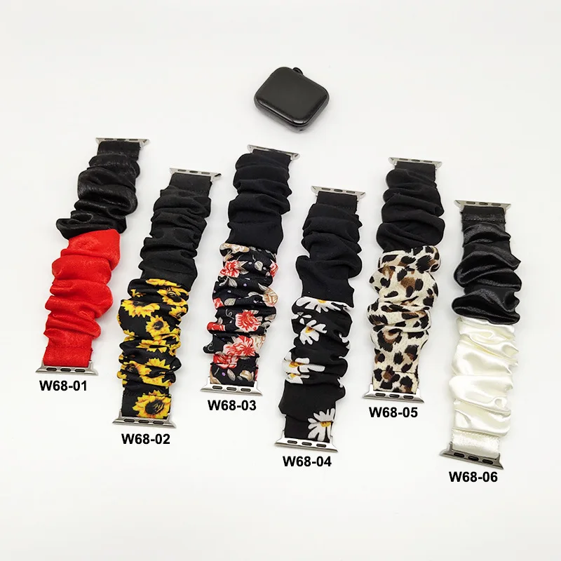 Scrunchie Strap for Apple watch band 44mm 40mm 45mm 41mm Adjustable Elastic Nylon solo Loop bracelet iWatch 3 4 5 se 6 7