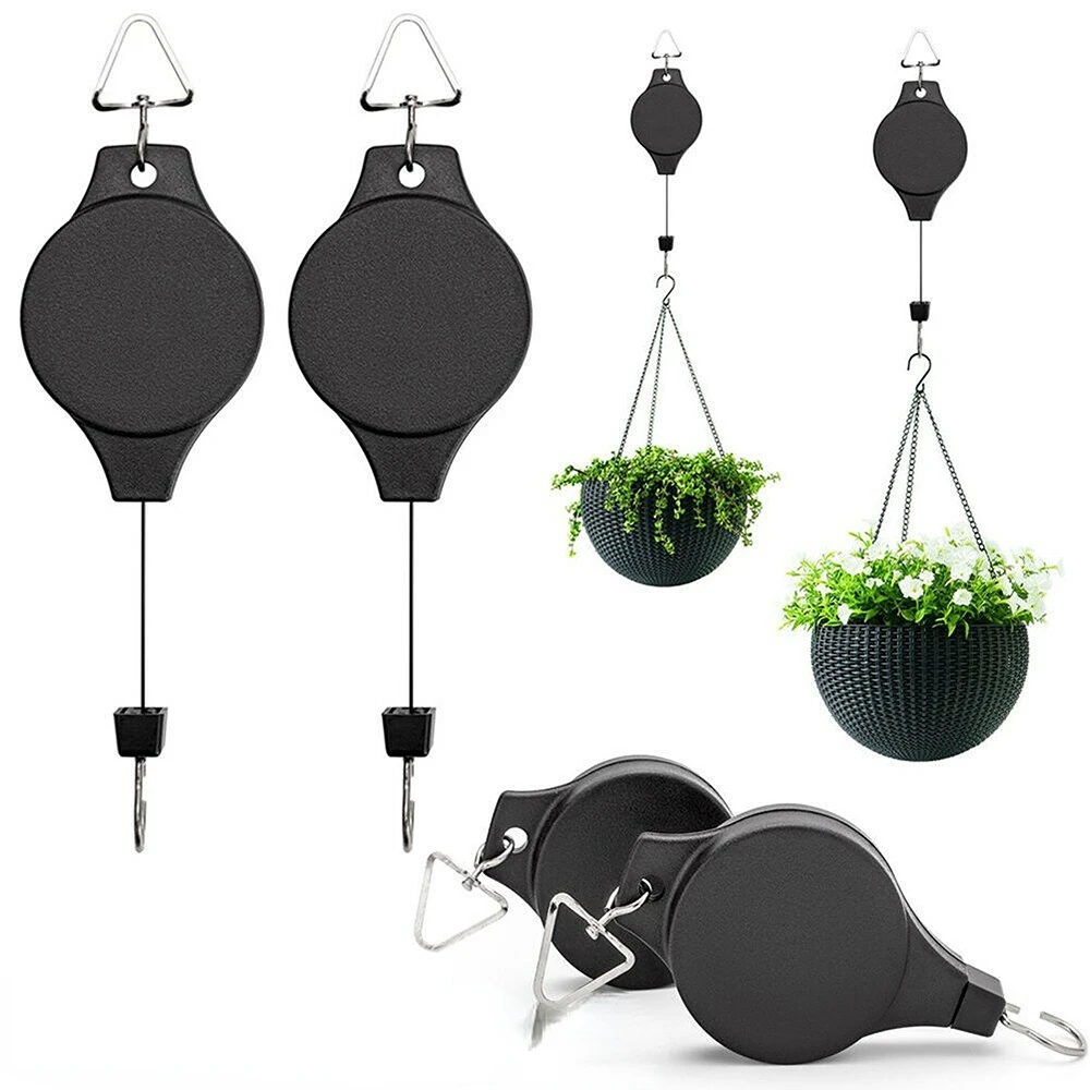 

Retractable Hanging Basket Pull Down Hanger Pulley Garden Baskets Plant Pots Hanging Basin Retractable Hook Greenhouse 20-90cm