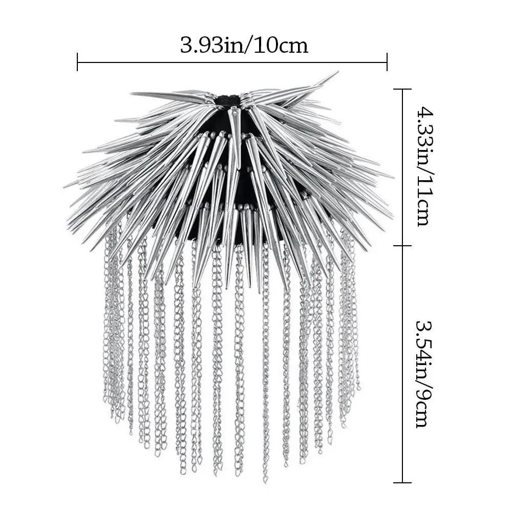 Tassel Chain Shoulder Board Badges Beads Punk Goth Rivet Spike Stud Epaulet Shoulder Metal Brooch for Man Suit