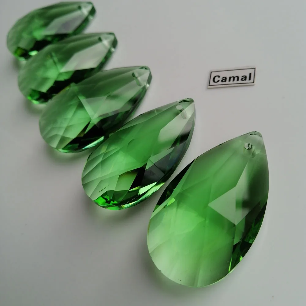 Camal 5PCS 38mm Apple Green Mesh Shape Drop Crystal Pendant Prisms Beads Hanging For Chandelier Lighting Lamp Part Wedding Decor