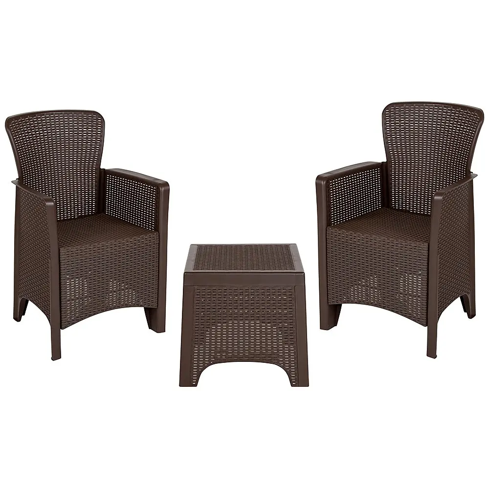 Seneca Outdoor Square Contemporary Resin 3 Piece Patio Set