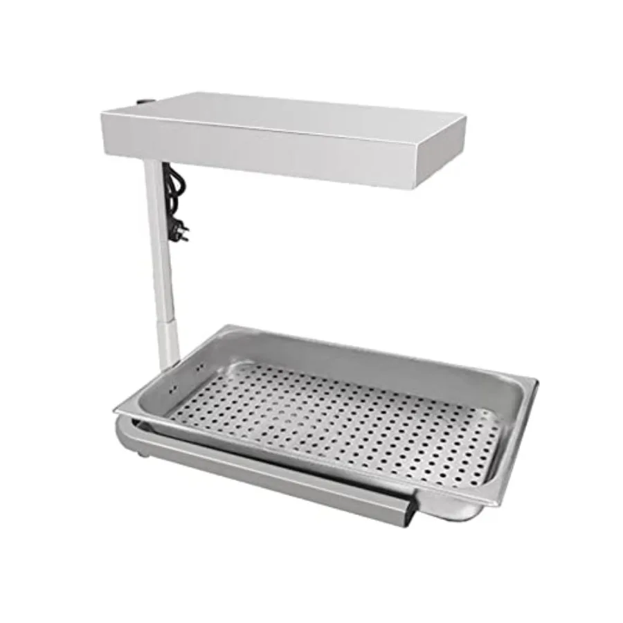 Commercial French Fry Warmer with Fixed Stand, Stainless Steel, Chrome, Keeps Food Hot and Crispy at Countertop Dump Station