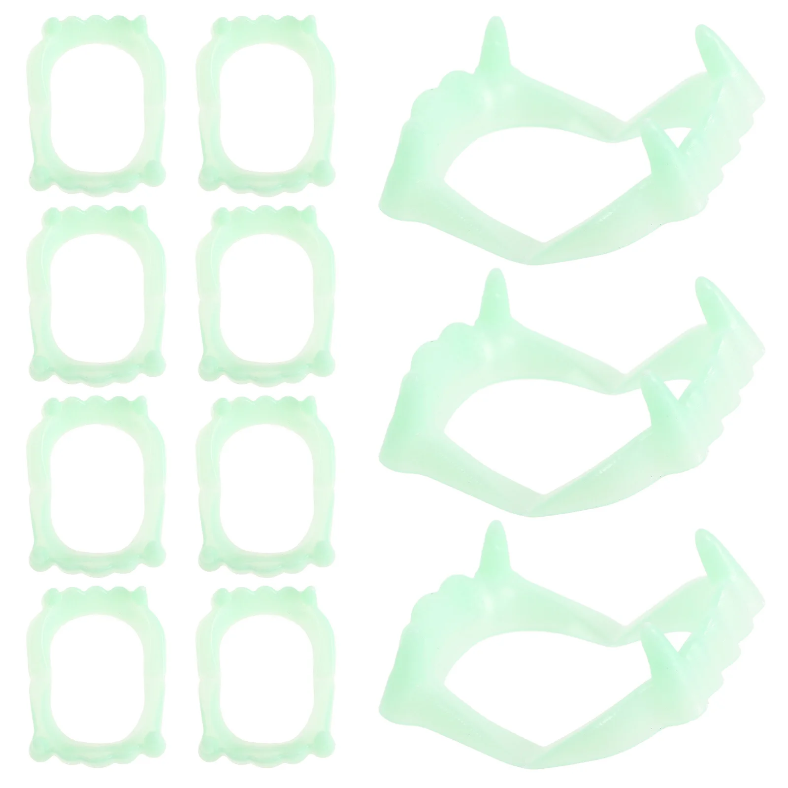 

50Pcs Glowing Teeth Halloween Cosplay Luminous Fake Teeth Horror Prop Durable Plastic Denture for Party Favors