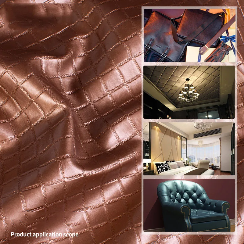 Oversized Check PU Leather Fabric – Faux Upholstery Material for Background Walls, Sofas, Handmade Crafts & DIY Artificial