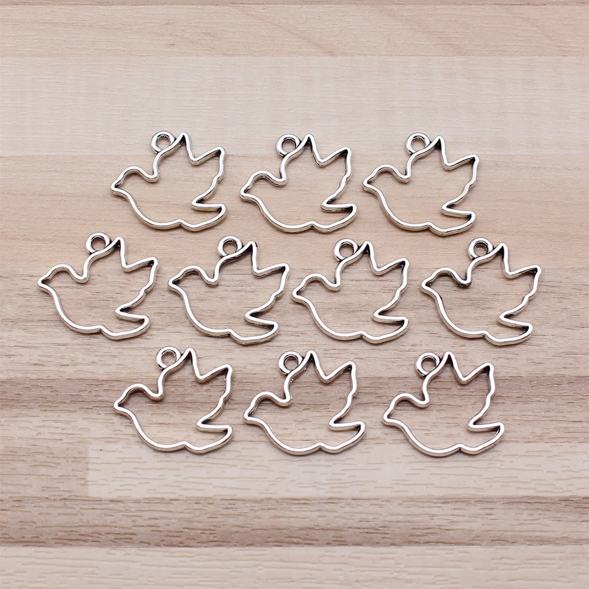 IFOCUS 10pcs/Lot Skeleton Pigeon Charms For DIY Jewelry Making Zinc Alloy 17x19mm/0.67x0.75inch