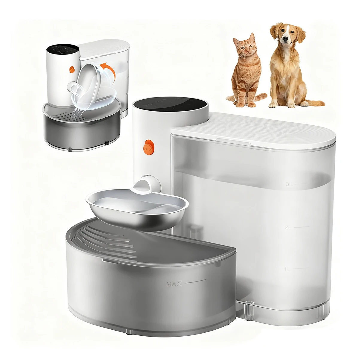 

New Stainless Steel Bowl Cat Water Dispenser Running Water Rechargeable Automatic Water Dispenser For Pet Dogs