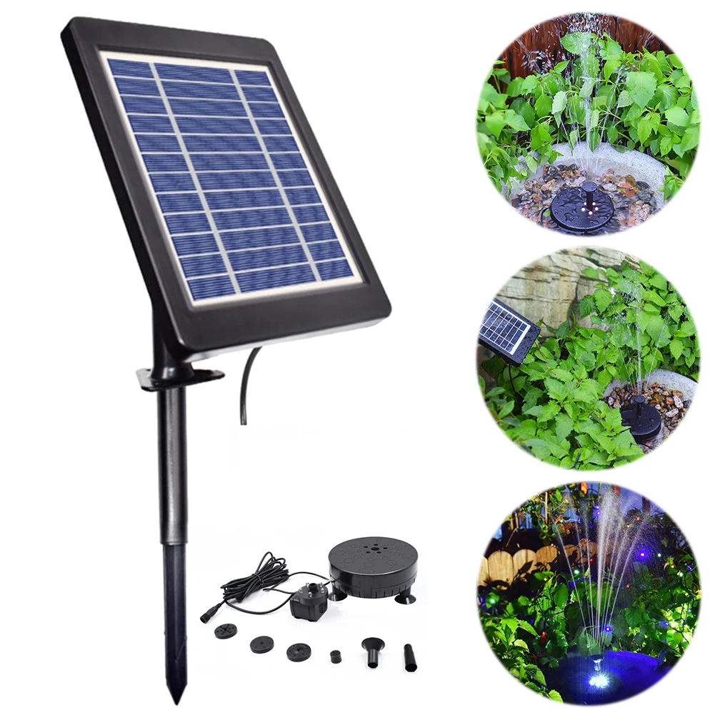 

3.5W 6V Solar Fountain Pond Pump Kit 175L/h Solar Powered Fountain Water Pump 5 LED Light for Garden Pool Pond Aquarium Fountain