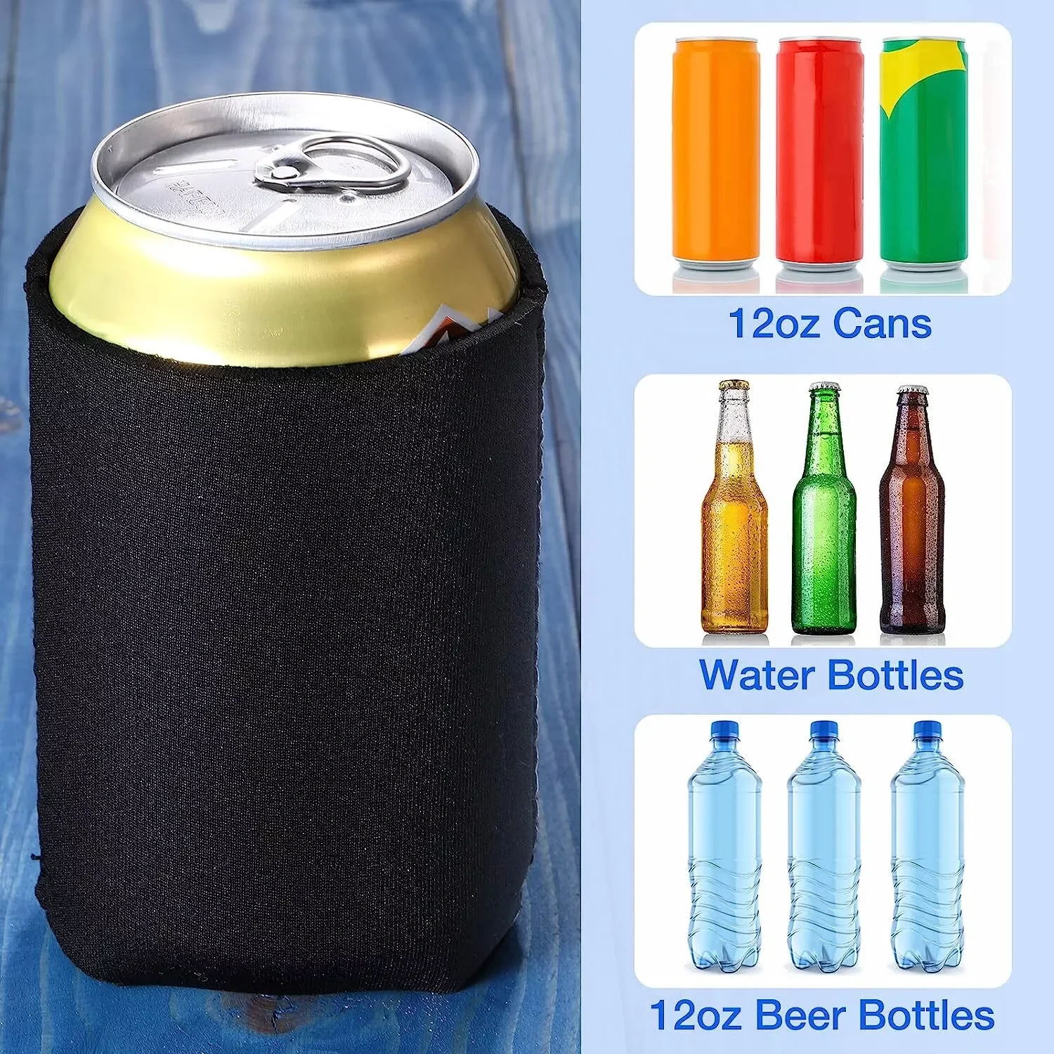 10/50 PCS Foldable Blank Can Stubby Cooler Holder Sleeve Sublimation Heat Transfer cooler  ice bucket