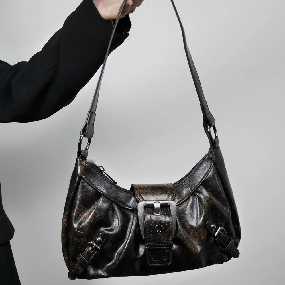 

SHELKSBAG Горячая распродажа: Винтажная женская сумка-мессенджер из искусственной кожи с эффектом потертости, в стиле Y2K, постапокалиптическая, люксовая, модная, прочная сумка на плечо