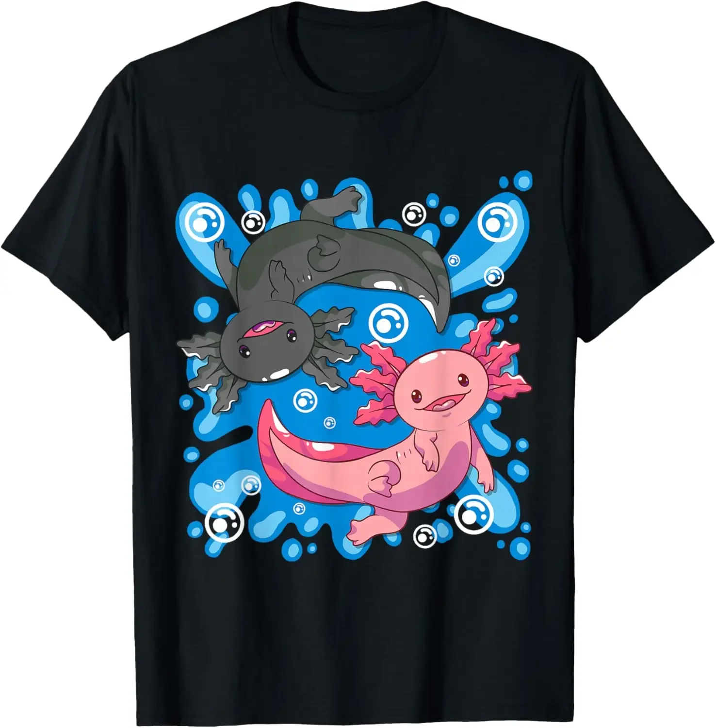 

Yin Yang Axolotl Cute Cartoon Graphic Tee Soft Breathable Short Sleeve T-Shirt for Men
