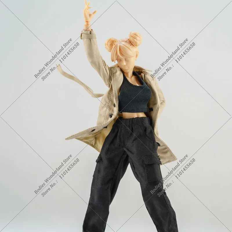 1/12 Classic Double Breasted Windbreaker Long Coat Vest Cargo Pants fit 6in Mobile Suit Girl SNAIL SHELL Romankey Action Figure