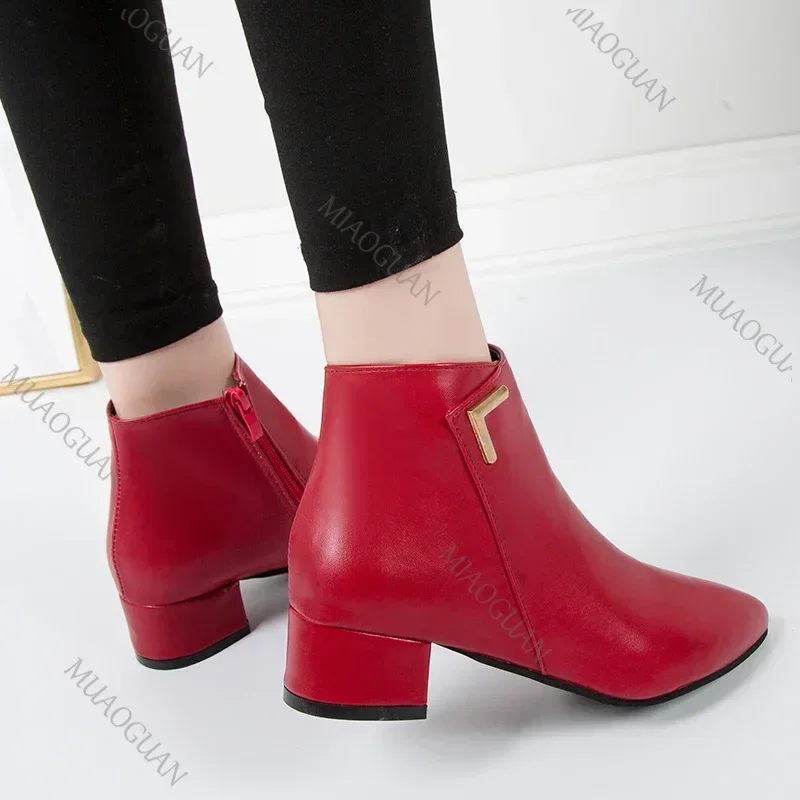 Damen-Stiefeletten aus PU-Leder mit spitzer Zehenpartie und hohem Absatz, seitlicher Reißverschluss, lässige Büroschuhe_voghion.com