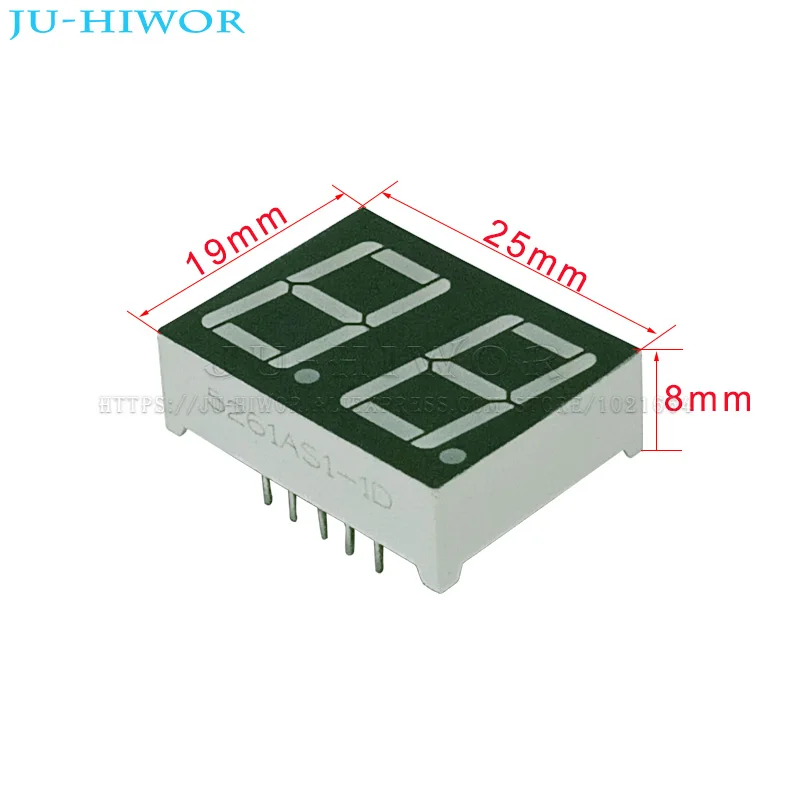 10pcs 10Pins 5261AS 5261BS 0.56 Inch 2 Digit Bits 7 Segment Red LED Digital Display Digitron Common Anode Cathode C-A C-C