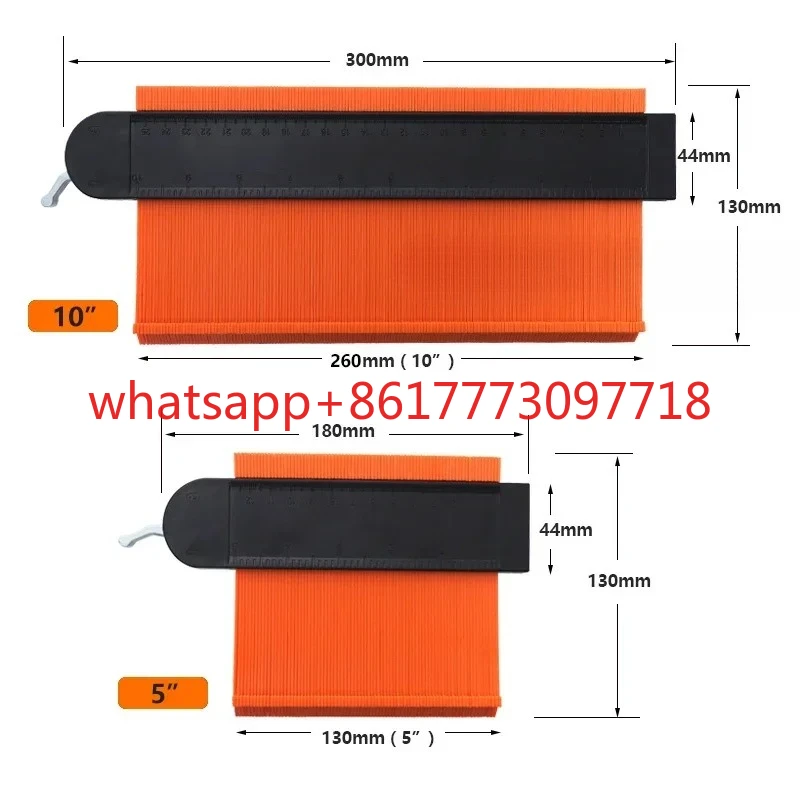 5 inch/10 inch encrypted and widened self-locking contour gauge, curved ruler, copying gauge, and metal lock