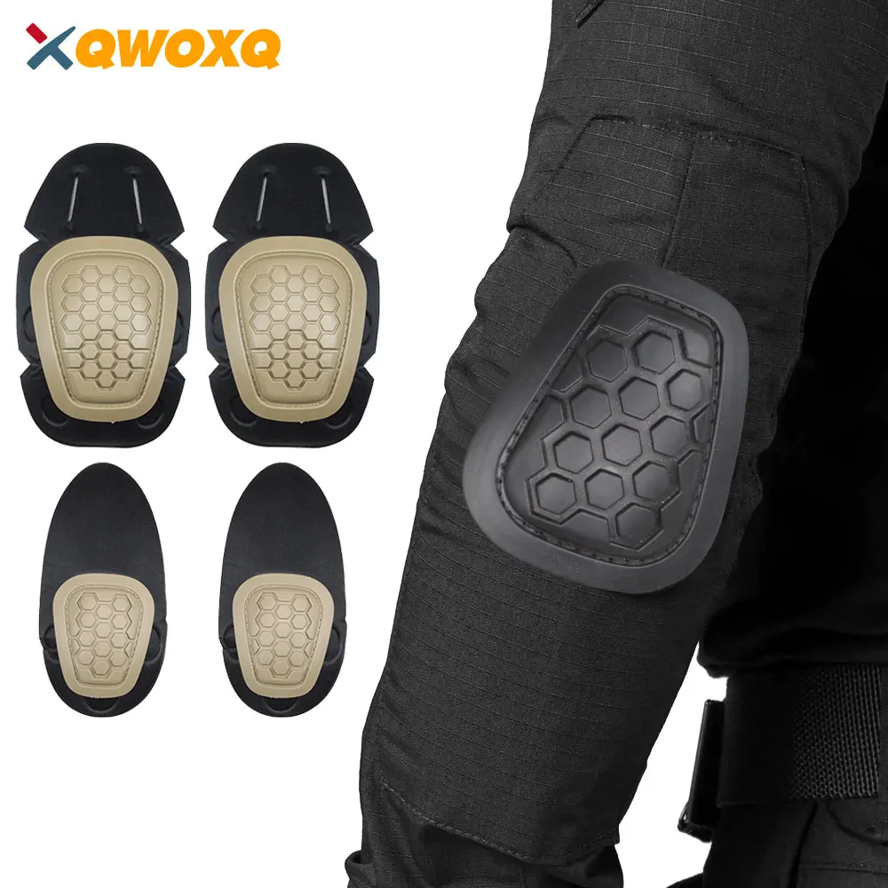 4Pcs/Set Military Tactical Knee Pad Elbow Pads, Knee Elbow Protective Pads Combat Paintball Skate Outdoor Sports Safety Guards