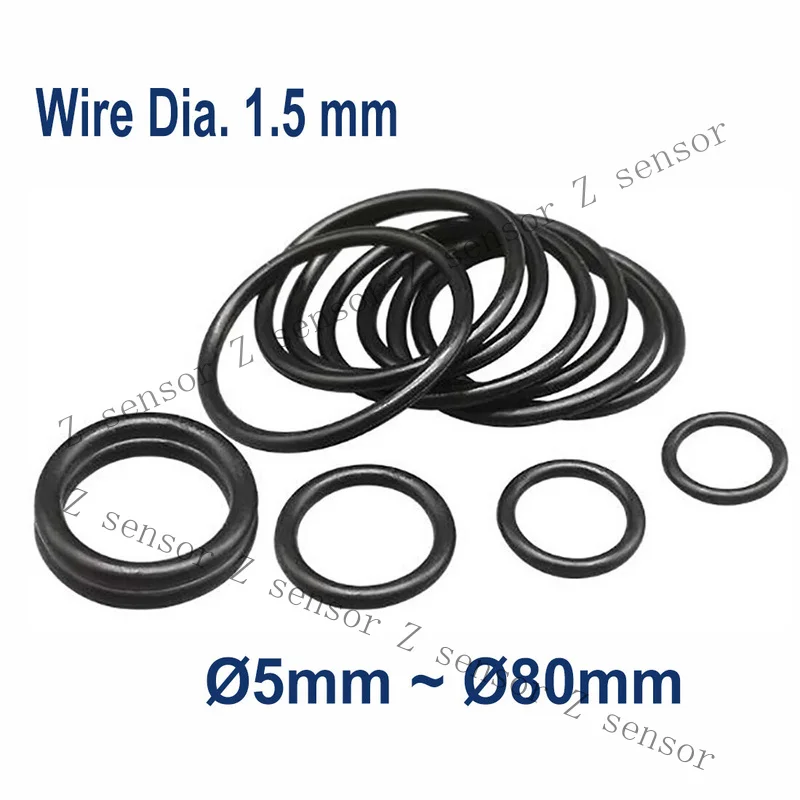 Z+ Wire Dia 1.5 mm Black Nitrile Rubber O-Ring , Nitrile Washers Oil Sealing O-Ring