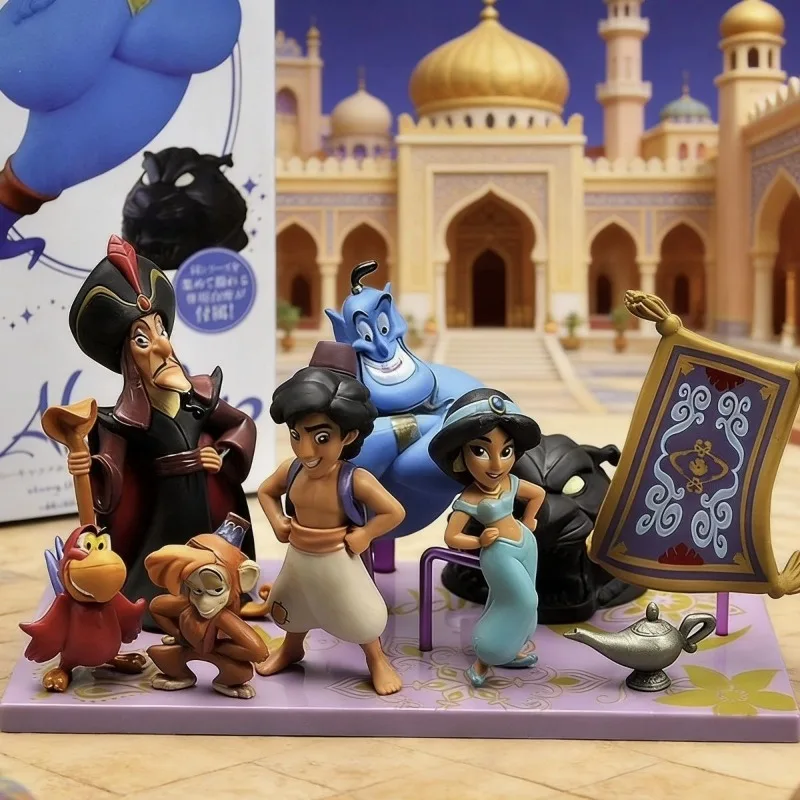 Set de Figuras de Dibujos Animados de Aladdin, Princesa Jasmine, Jafar y Genie, Decoración de Escritorio, Modelo de Juguete, Regalo para Niños y Coleccionistas
