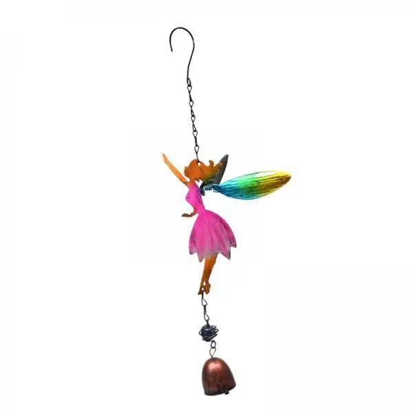 Crystal Angel Wind Chime Iron Wind Bell Rainbow Suncatcher Hanging Decoration for Window Wall