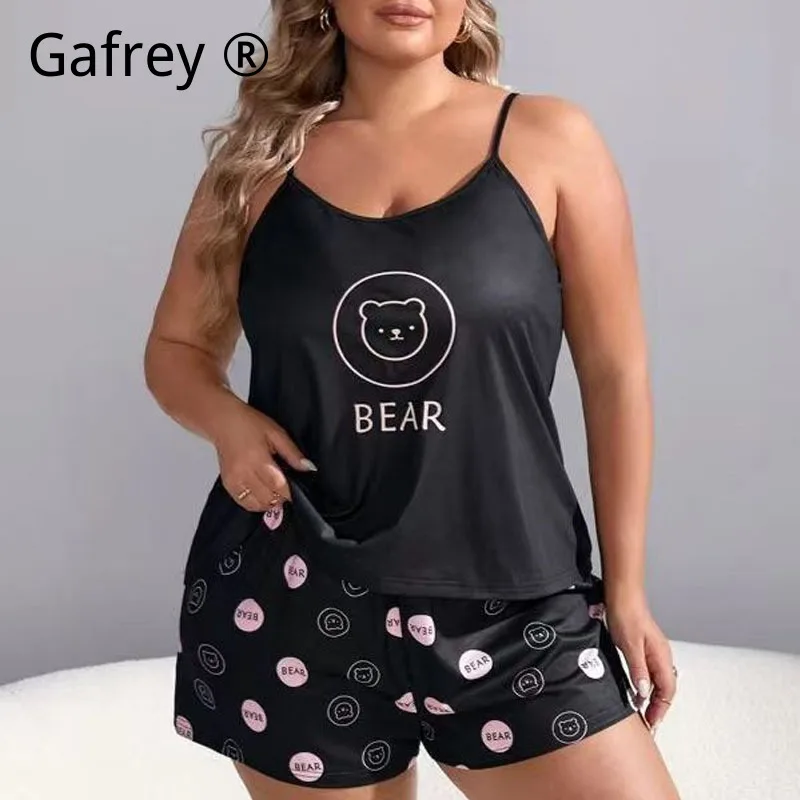 

Горячая распродажа: Комплект пижамы больших размеров (3XL, 4XL, 5XL) с принтом, на бретельках, 2 предмета: майка и брюки свободного кроя для женщин