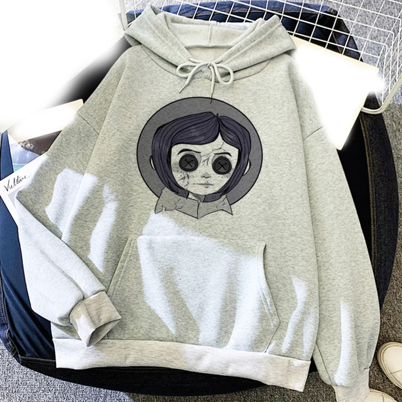 Cartoon Coraline Men\'s Hoodie Men\'s and Women\'s Fashion Simple Long sleeved Pullover Street Harajuku Trendy Large Sweatshirt