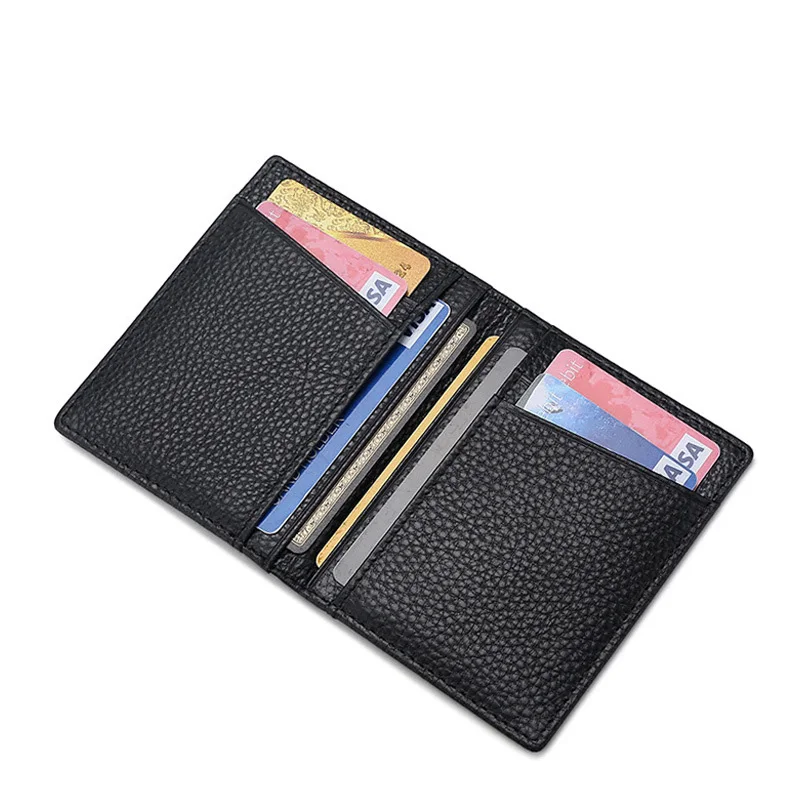 Cartera suave súper delgada 100% de cuero genuino Mini cartera para tarjetas de crédito monedero tarjeteros cartera para hombre delgada pequeña