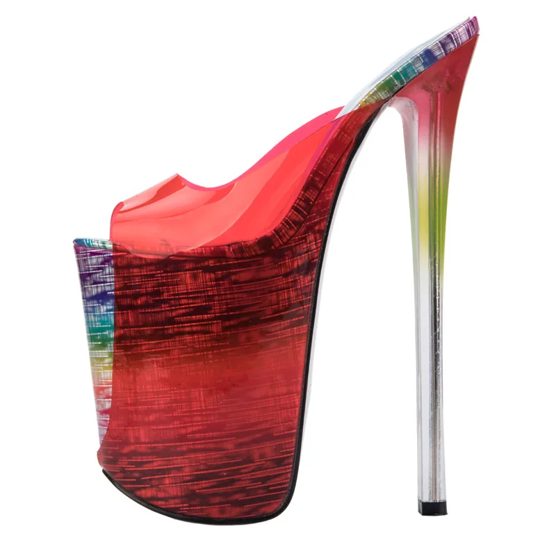 22cm Super High Heel Sandals Ladies Sexy Transparent stilettos Summer Open toe Platform Pumps Slippers Women Party Shoes WSH4504