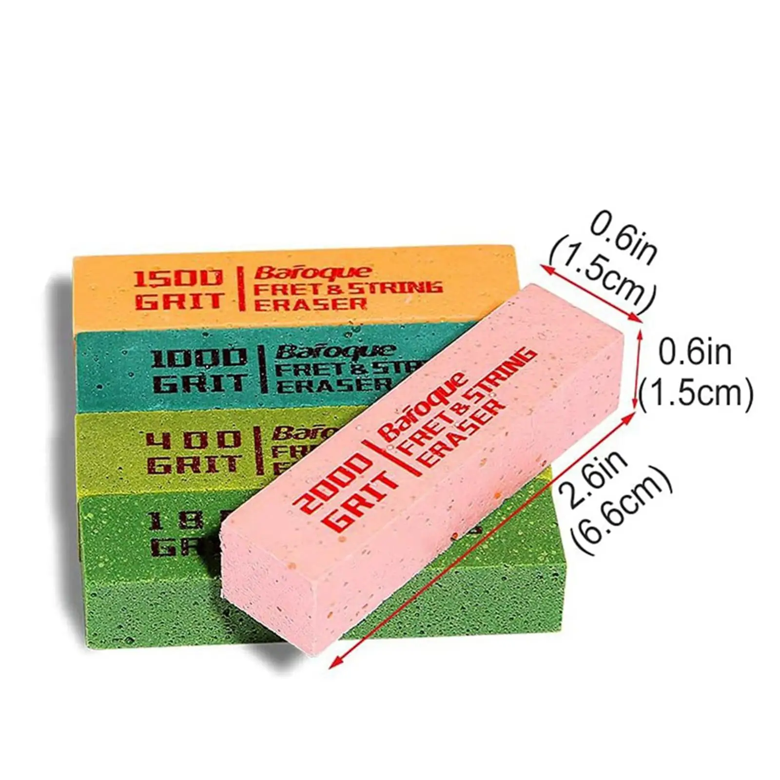 5x Fret Erasers for Guitar, Fret Polishing Cleaner, Frets Polish Tools , 180& 400& 1000& 1500& 2000 Grit