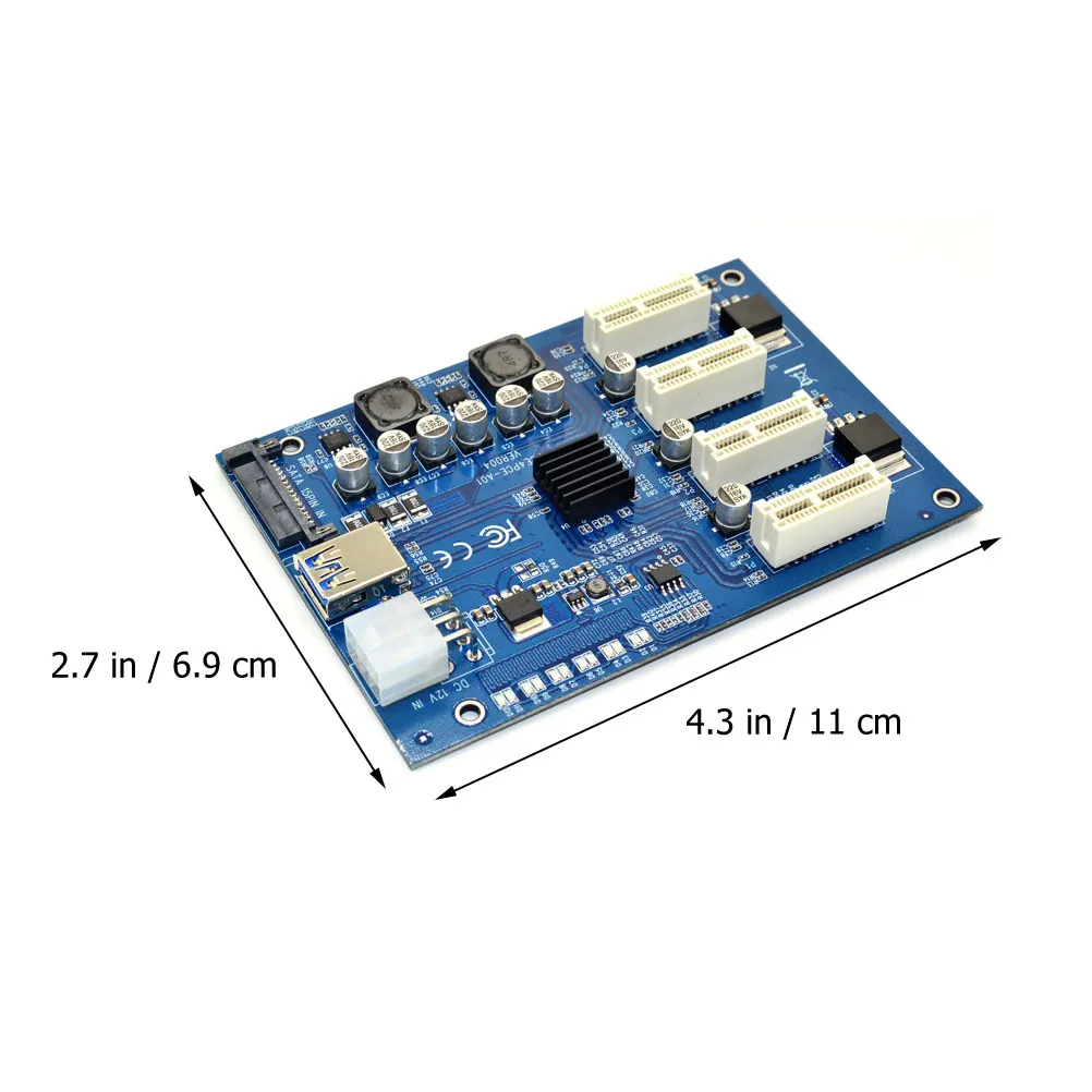 1Set Pci-E Riser Card 1X to 4X Pci Extension Adapter with USB 3.0 Cable for GPU Mining Rig Build Pc Hardware