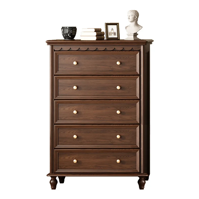 

Retro 456 all-solid wood bucket cabinet American living room against the wall bedroom light luxury storage side cabinet