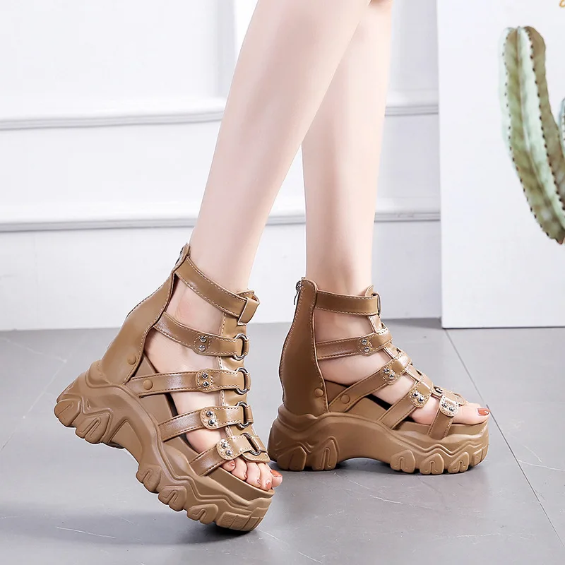 Women Summer Sandals Shoes Wedges Platform Sports Style Casual Footwear Open Toe Back Zip Women Shoes Solid Colour Sandal Boots