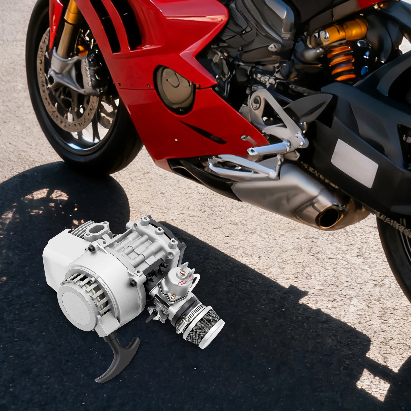 49cc 2-Takt-Einzylindermotor, luftgekühlt, elektronische Zündung, für 49cc Mini-Motorrad, als Ersatzmotor geeignet. – Detail 2