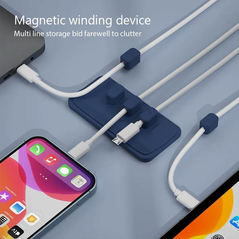 

Magnetic Mouse Cable Organizer Desktop Wire Clip Protector Cord Winder Row Plug Self-Adhesive Fixed USB Charging Line Holder