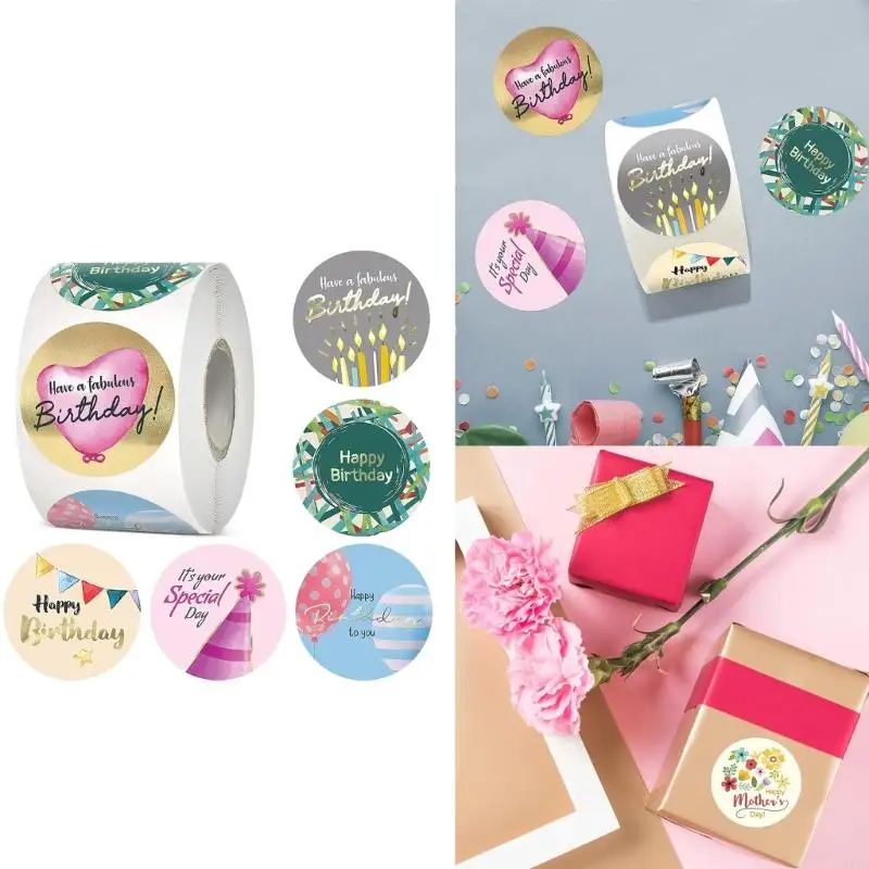 H37B 500pcs День матери сделки наклейка 1 -дюймовая наклейка с цветочным уплотнением