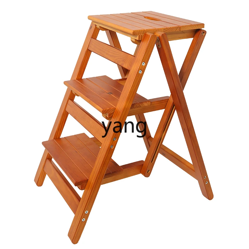 

Lmm solid wood ladder stool household folding ladder space saving multifunctional thickened ladder chair