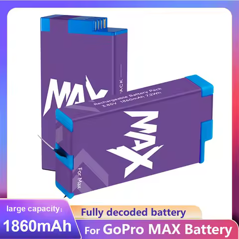 1860mAh Battery For GoPro Max Rechargeable Battery For GoPro Max 360 panoramic motion camera battery Gopro Accessories