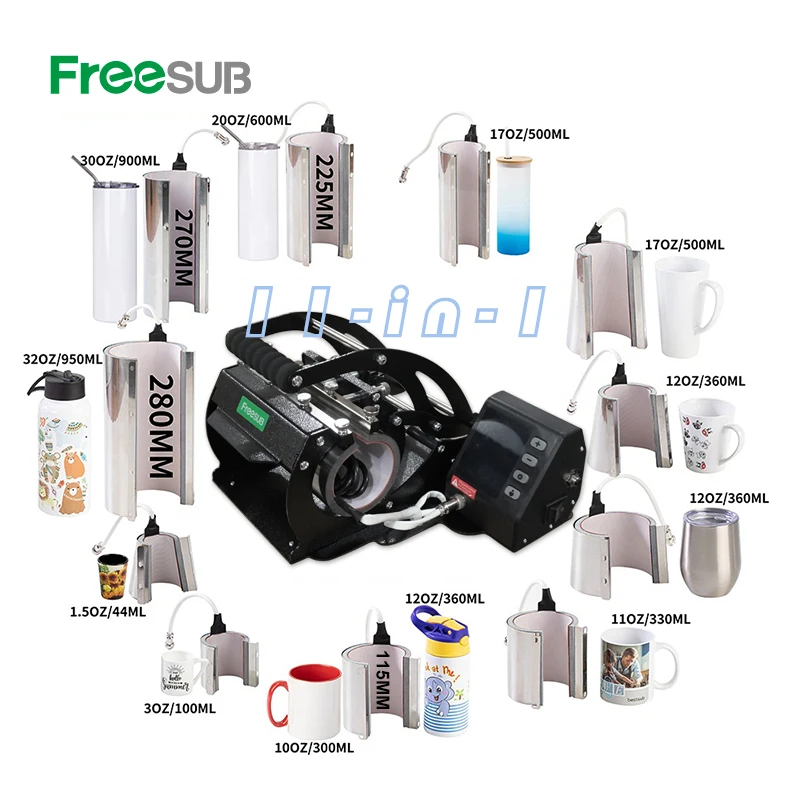 Freesub 20OZ 30OZ Tumbler Bottle Printing Machine 11 In 1 Multi-function Mug Heat Press Machine