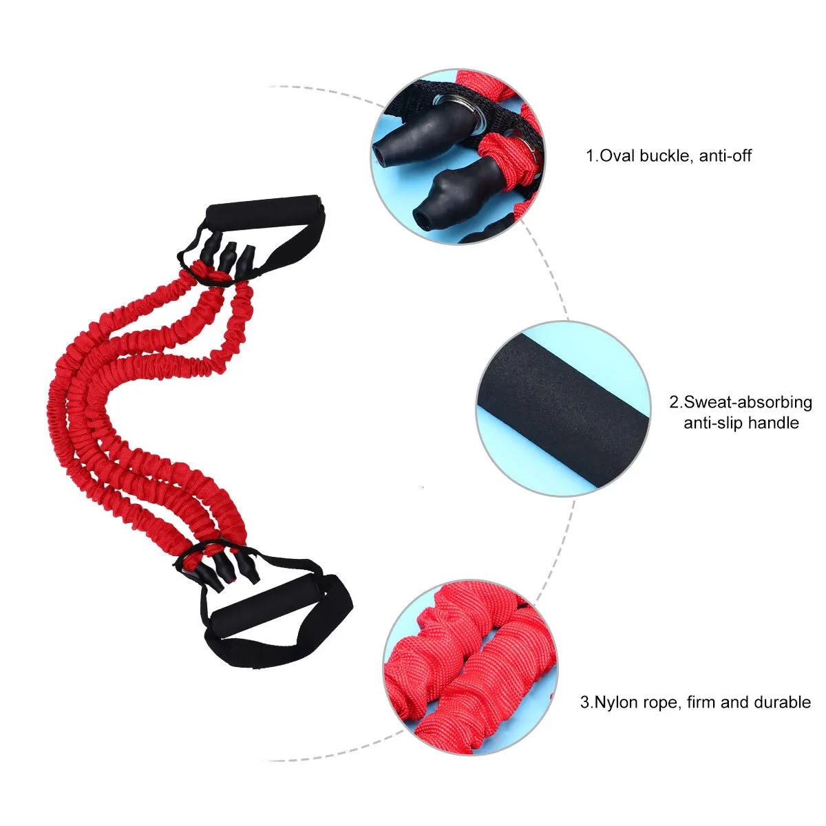 

3 Tubes Chest Expander Fitness Exercise Puller for Adults Red Spring Resistant Band Portable Arm Muscle Trainer Dual Purpose