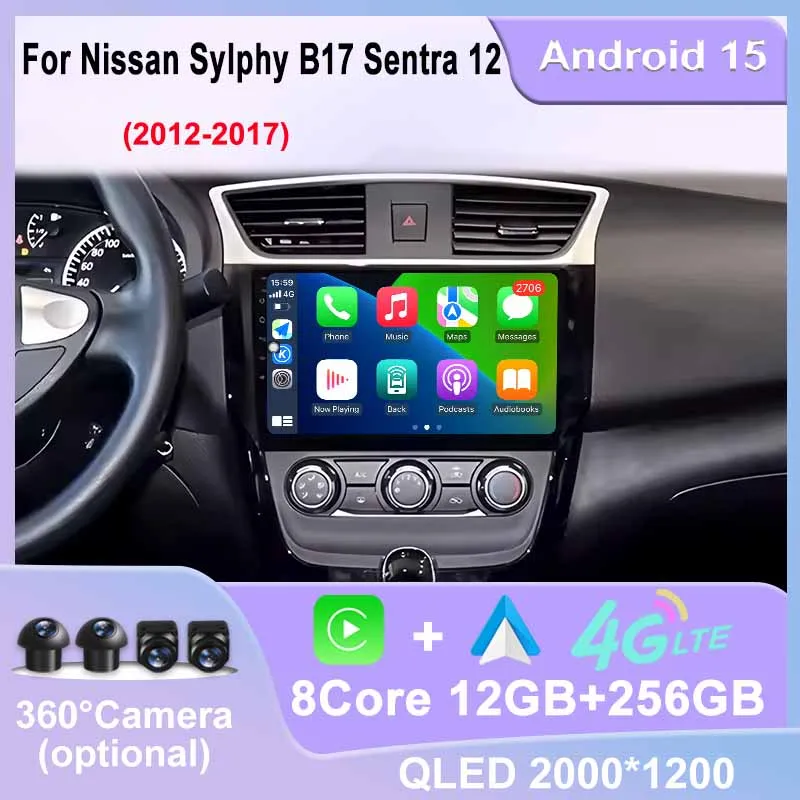 Car Radio Android For Nissan Sylphy B17 Sentra 2012-2017 Navigation GPS Head Unit Multimedia Carplay Player Car Stereo Autoradio